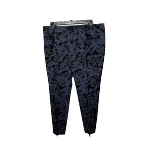 Banana Republic Sloan Petite Grey and Black Floral Dress Pleated Pant Size 10P